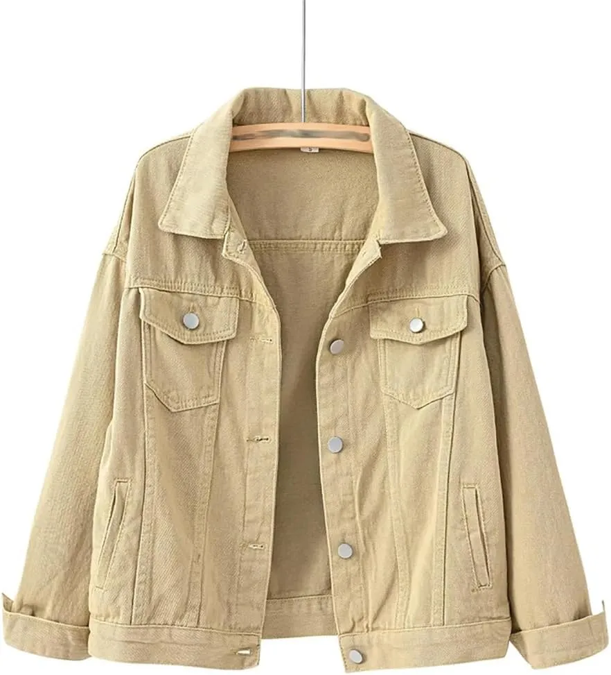 Women's Casual Jean Jacket Single Breasted Short Denim Jacket Coat With Pockets Autumn Winter Tops