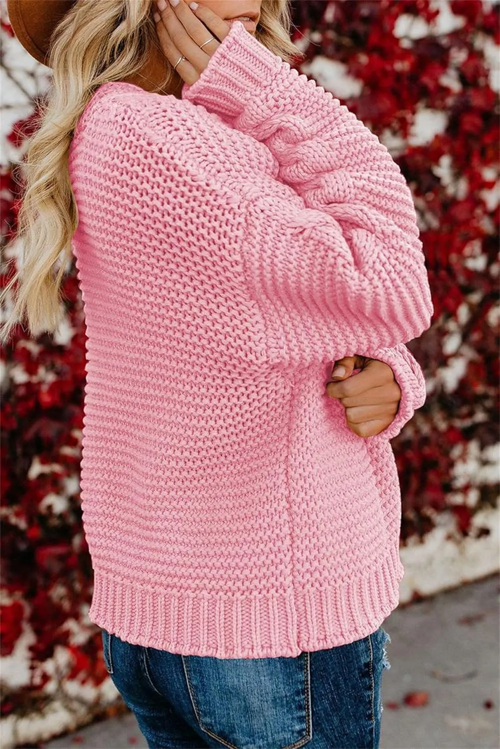 Womens Chunky Knit Cardigan Lightweight Fall Open Front Long Sleeve Loose Solid Color Casual Cardigan Sweaters
