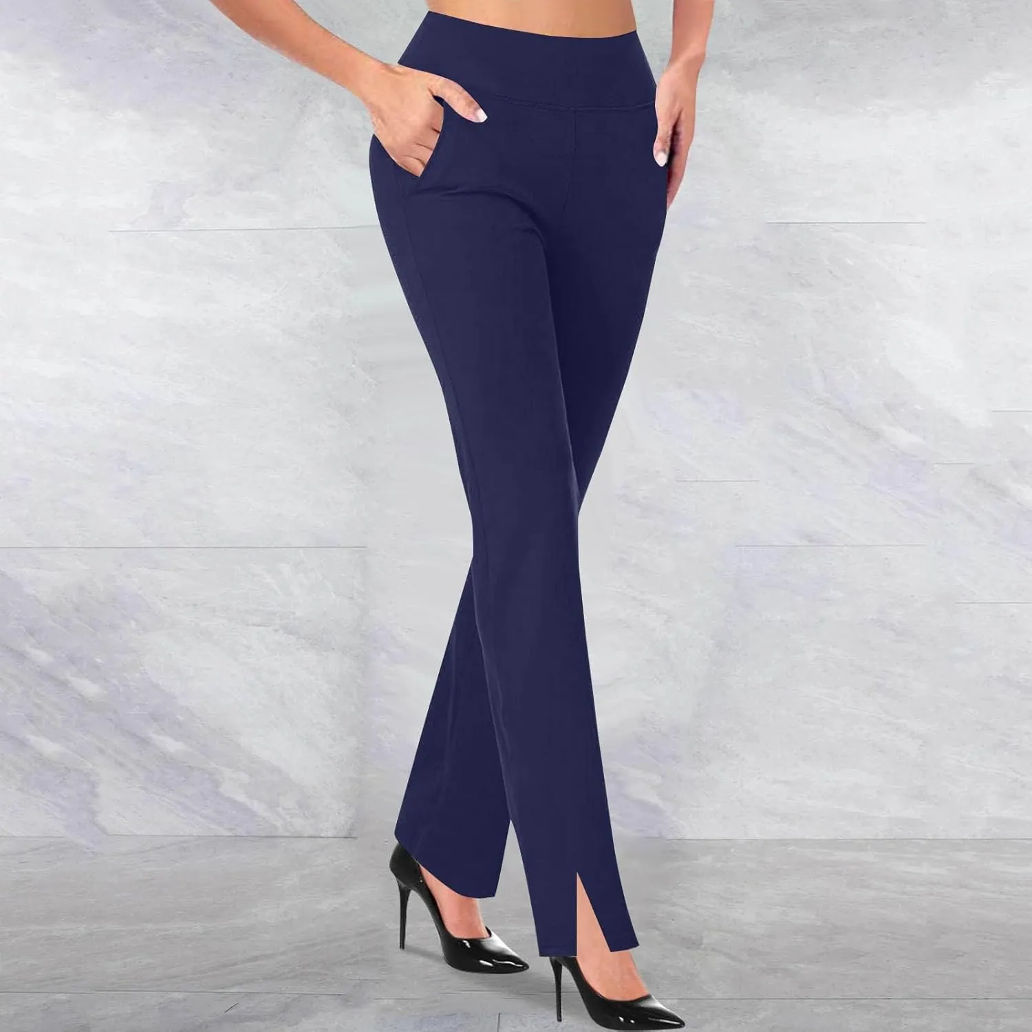 Women's Comfortable Stretch Pants High-Waisted Tummy Control Slim-Fit Trousers Gym Fitness Park Workouts Casual Pants