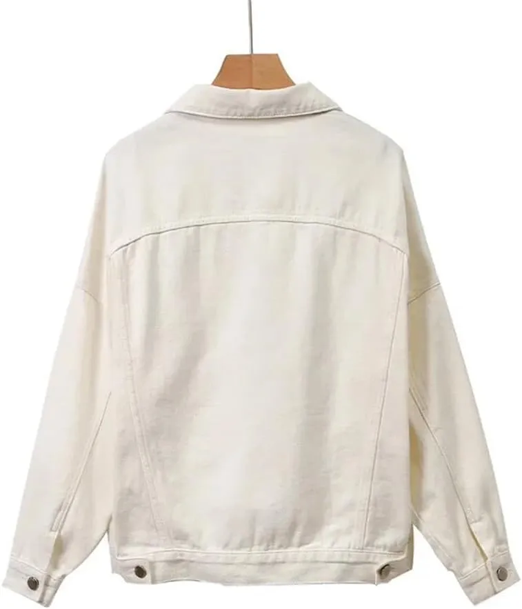 Women's Denim Jacket Loose-Fit Vintage Long Sleeve Spring Autumn Style Korean LOOSE Top