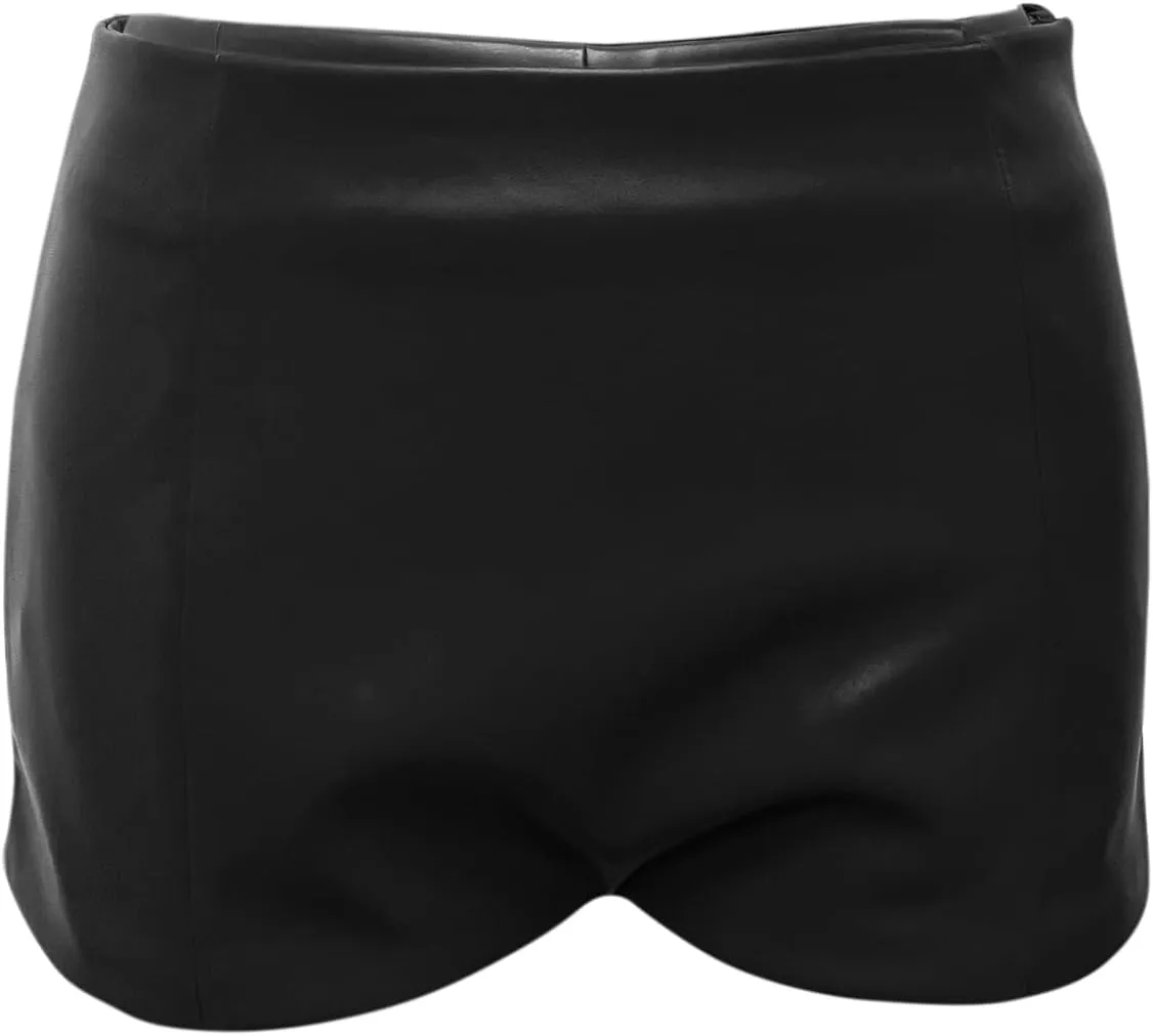 Women's Faux Leather Shorts High Waist Stretch Skinny Mini Shorts Sexy Hot Pants