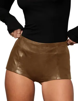 Women's Faux Leather Shorts High Waist Stretch Skinny Mini Shorts Sexy Hot Pants