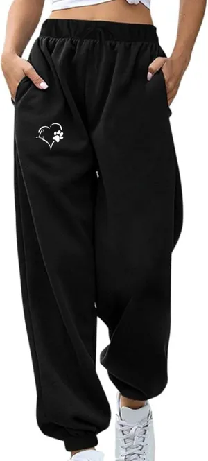Women's Fleece Lined Sweatpants Drawstring Athletic Joggers Cinch Bottom Sweatpants Lounge Trousers with Pockets
