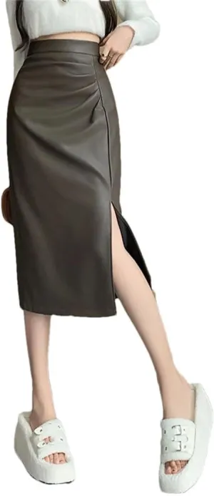 Women's High Waist Pleated Medium Length Office Lady Casual Skirts
