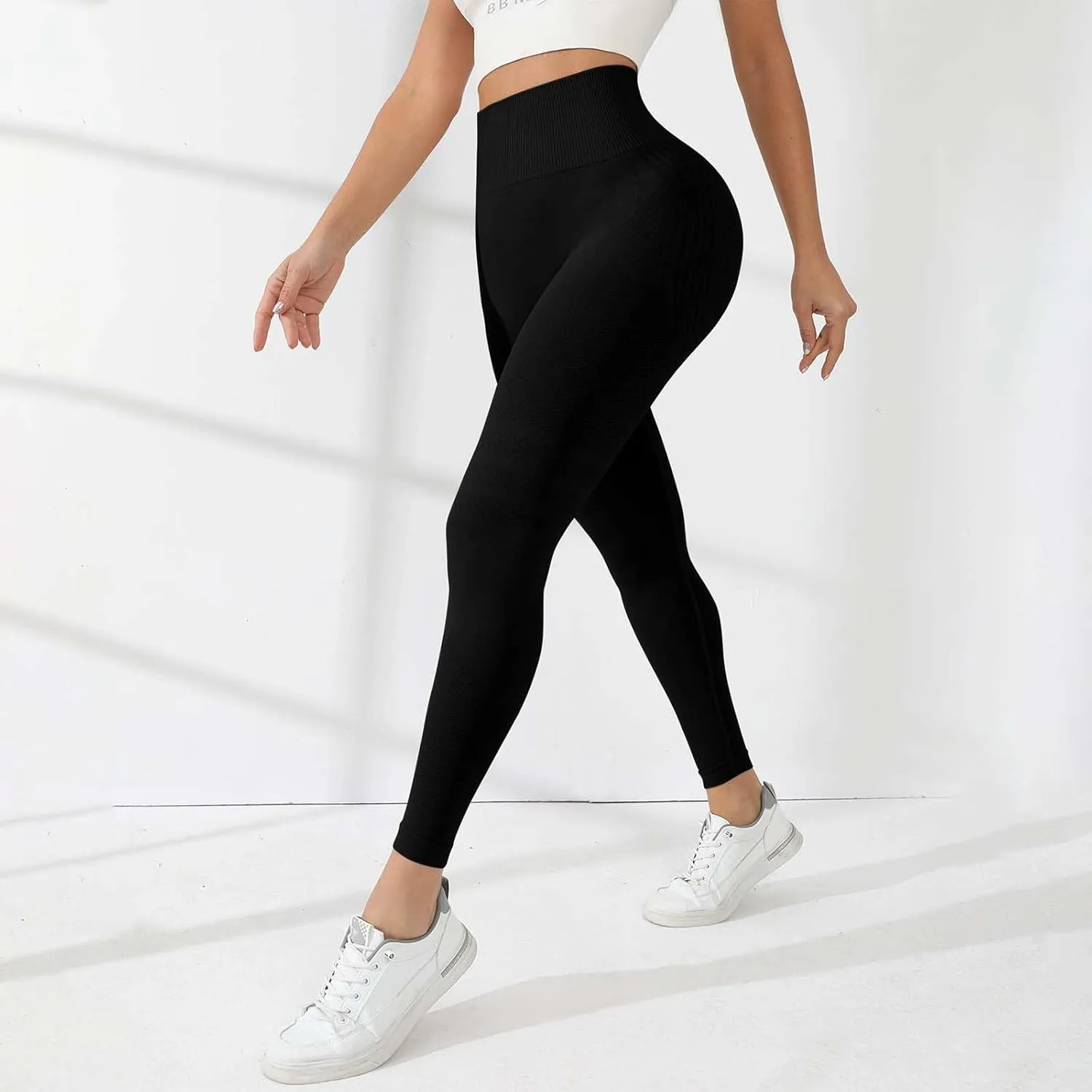 Women's Knit Breathable Yoga Pants Trendy Slim Tight Height Waist Gym Fitness Leggings Park Jogging Casual Sweatpants