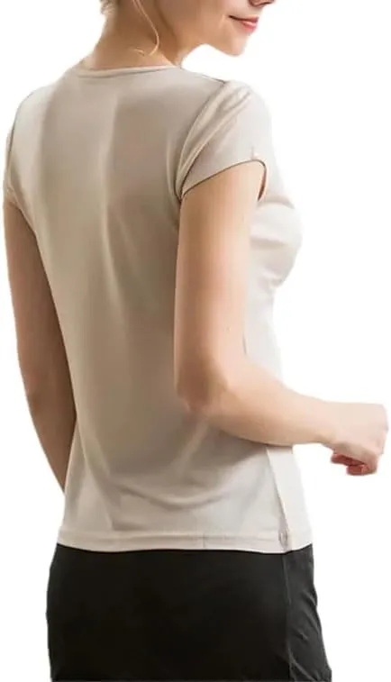 Women's Knit Drape V Neck T-Shirts Solid Color Short Sleeve Tops