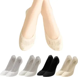 Women's No-Show Socks 4 Pairs Cute Polka Dots Non-Slip Invisible Low Cut Socks Breathable Summer