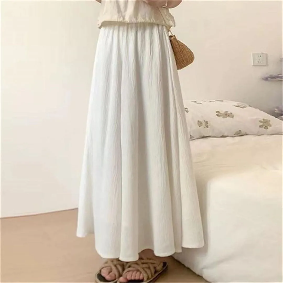 Women's Pants Solid Elastic Waist Bohemian Casual Loose A-Line Trousers Skirts