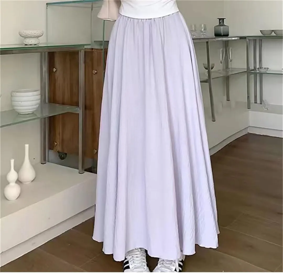 Women's Pants Solid Elastic Waist Bohemian Casual Loose A-Line Trousers Skirts