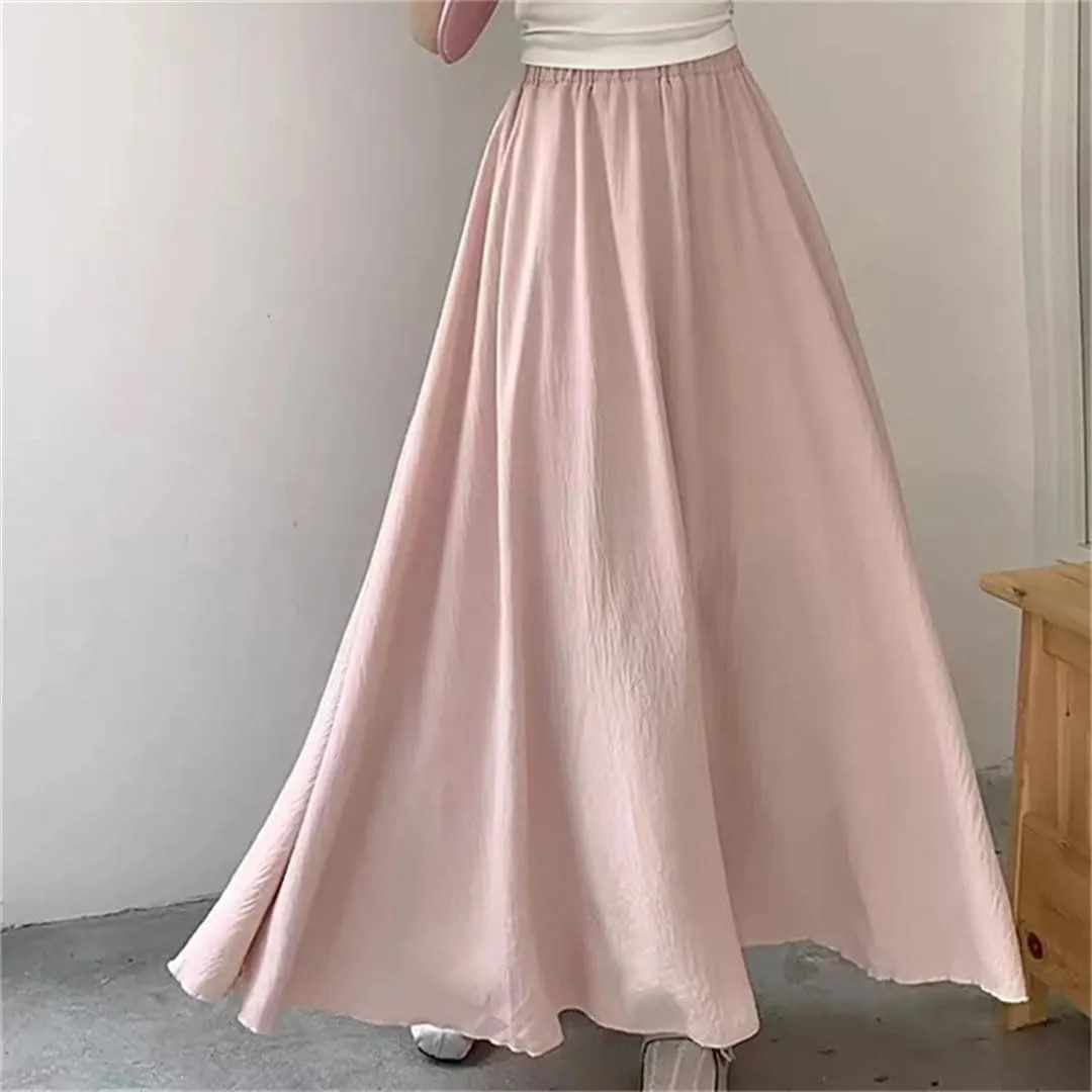 Women's Pants Solid Elastic Waist Bohemian Casual Loose A-Line Trousers Skirts