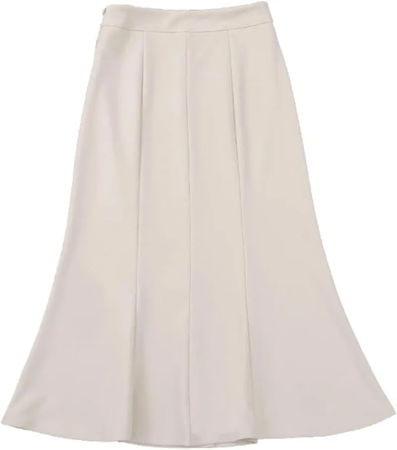 Women's Patchwork Fishtail Skirts Elegant High Waist Mid Length Solid Color Casual A-Line Skirts