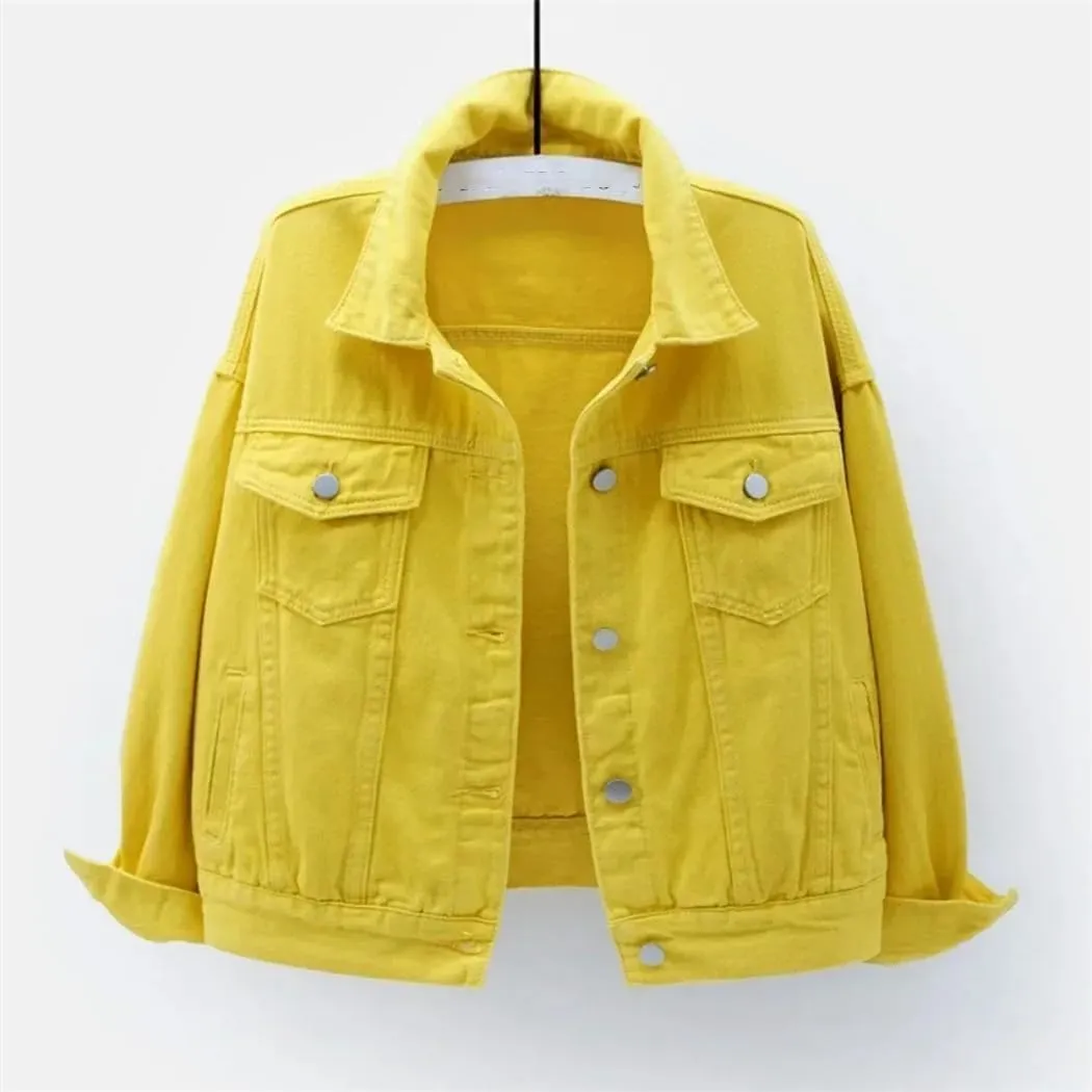 Women's Short Korean Style Loose Long Sleeve Jacket Student Spring And Autumn Denim Jacket Top