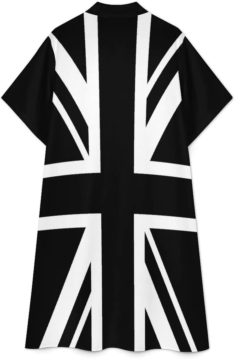 Women's Short Sleeve Collared Simple Button Down Shirt Dress 2025 Summer British Flag Long Dresses