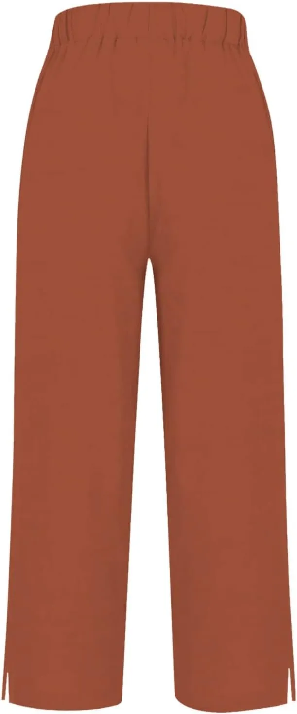 Womens Summer Flowy Linen Pants Going Out Hawaiian Beach Active Athletic Sweatpants Trendy High Waist Casual Trousers