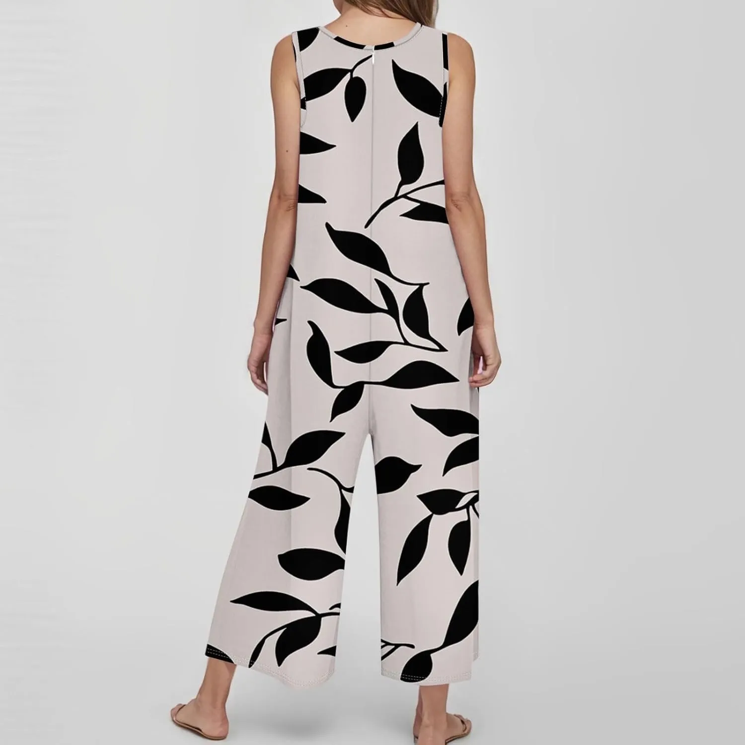 Women's Summer Jumpsuits Floral Print Boho Romper Loose Wide Leg Baggy Long Overalls Sleeveless Straps Bib Pants