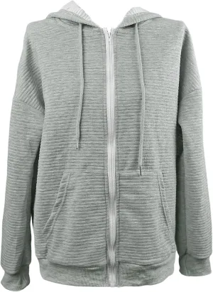 Womens Zip Up Hoodies Oversized Sweatshirts Hoodies Drawstring Casual Long Sleeve Casual Jacket with Pockets