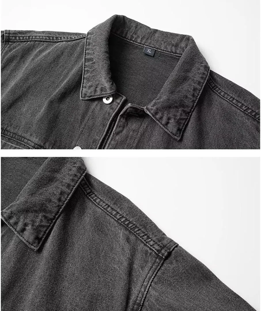 XYGJZ Men Slim Fit Denim Jacket Long Sleeve Trucker Jeans Jacket