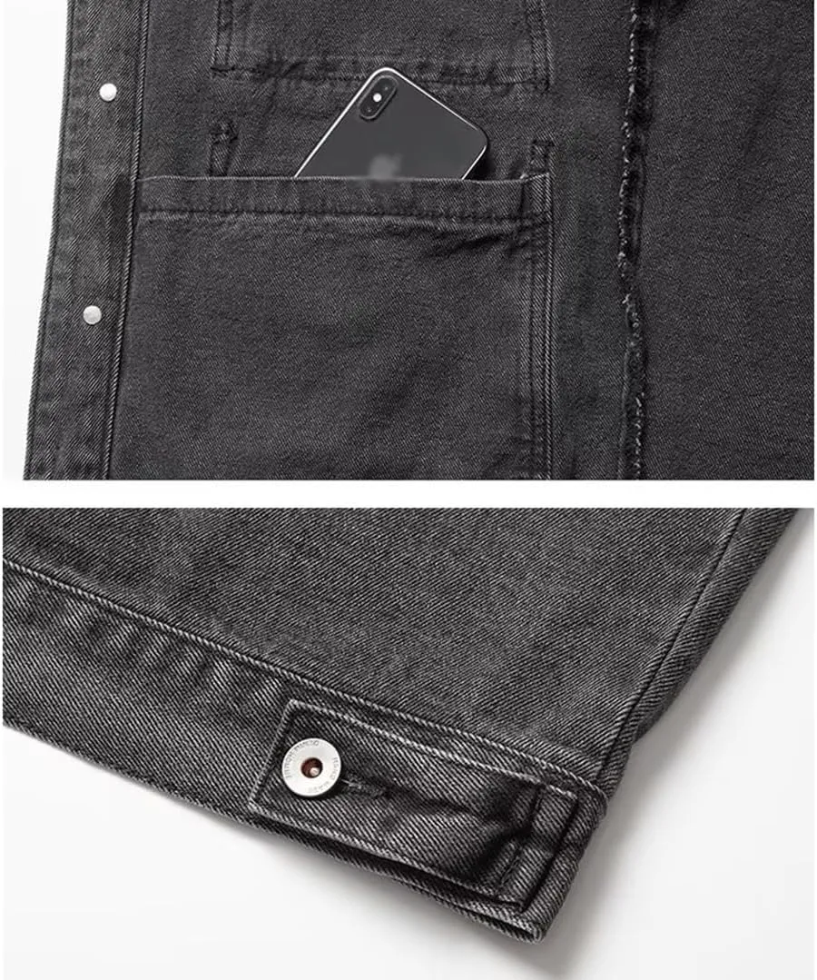 XYGJZ Men Slim Fit Denim Jacket Long Sleeve Trucker Jeans Jacket