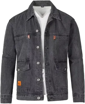 XYGJZ Men Slim Fit Denim Jacket Long Sleeve Trucker Jeans Jacket
