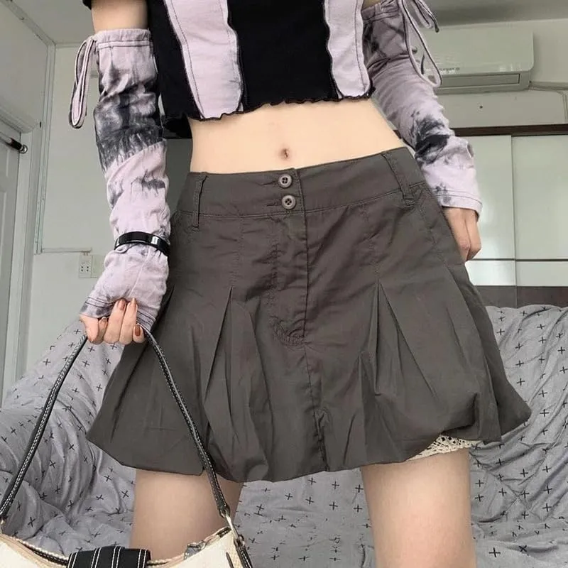 Y2K Cargo Skirt Coquette Mini Skirts for Women Preppy High Waisted A Line Pleated Skirt with Lace Skort Fairy Grunge