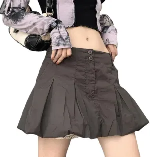 Y2K Cargo Skirt Coquette Mini Skirts for Women Preppy High Waisted A Line Pleated Skirt with Lace Skort Fairy Grunge