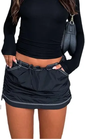 Y2K Preppy Cargo Skirt Women Fairy Grunge Pleated Mini Skirt High Waisted A-line Short Skirts Alt Streetwear Clothes
