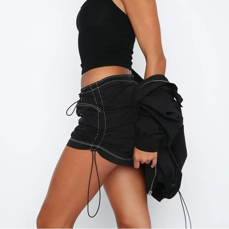 Y2K Preppy Cargo Skirt Women Fairy Grunge Pleated Mini Skirt High Waisted A-line Short Skirts Alt Streetwear Clothes