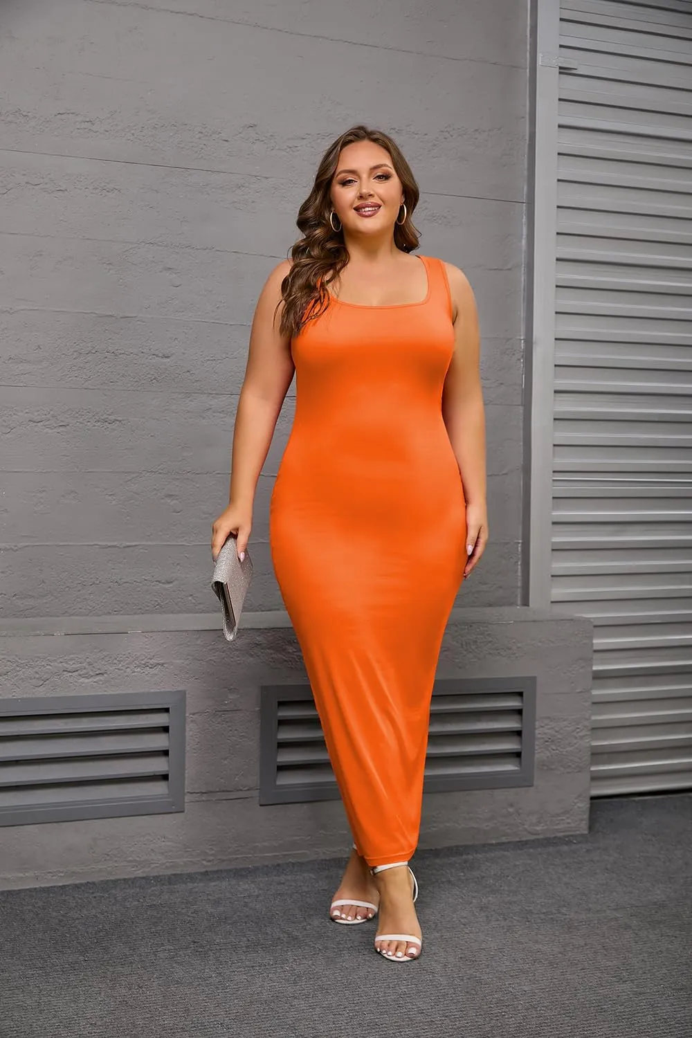 YeGine Women Plus Size Sleeveless Bodycon Maxi Dresses Sexy Slim Tank Dresses