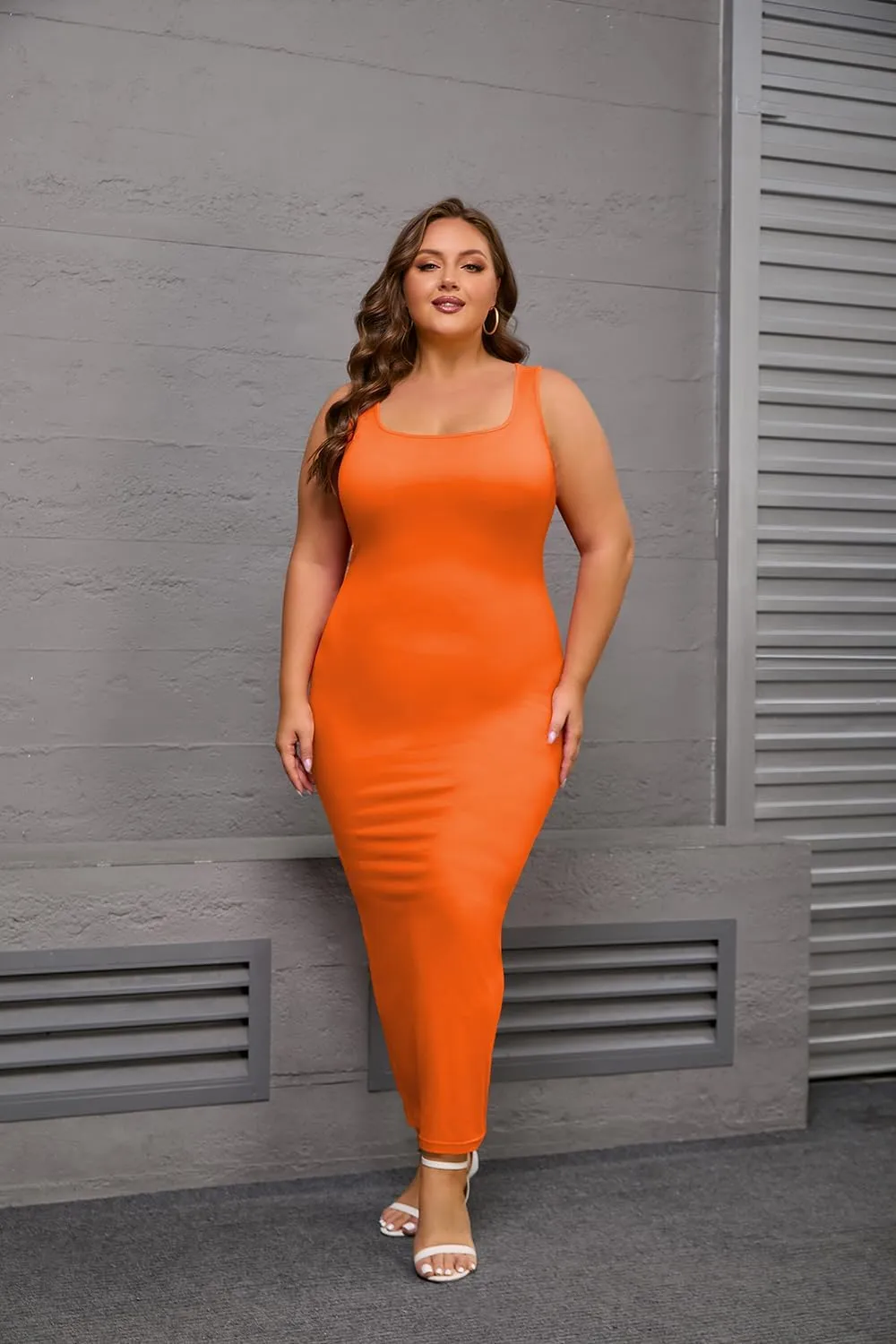 YeGine Women Plus Size Sleeveless Bodycon Maxi Dresses Sexy Slim Tank Dresses