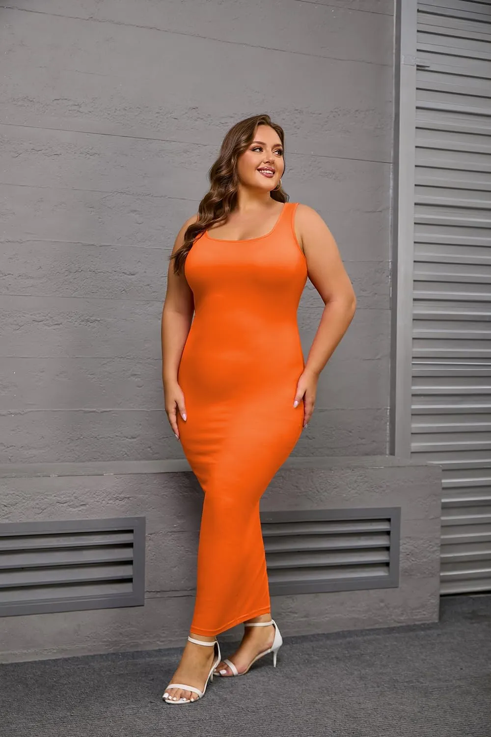 YeGine Women Plus Size Sleeveless Bodycon Maxi Dresses Sexy Slim Tank Dresses
