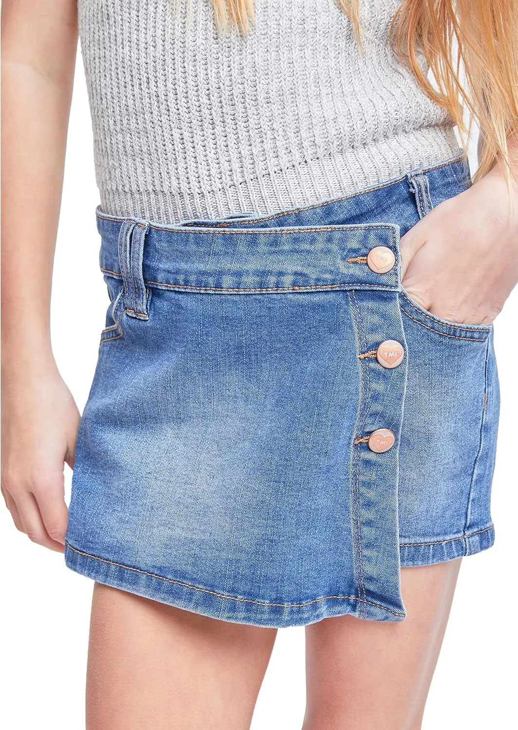 YMI Girls 3-Button Asymemetric Skort is Both Stylish and Comfortable