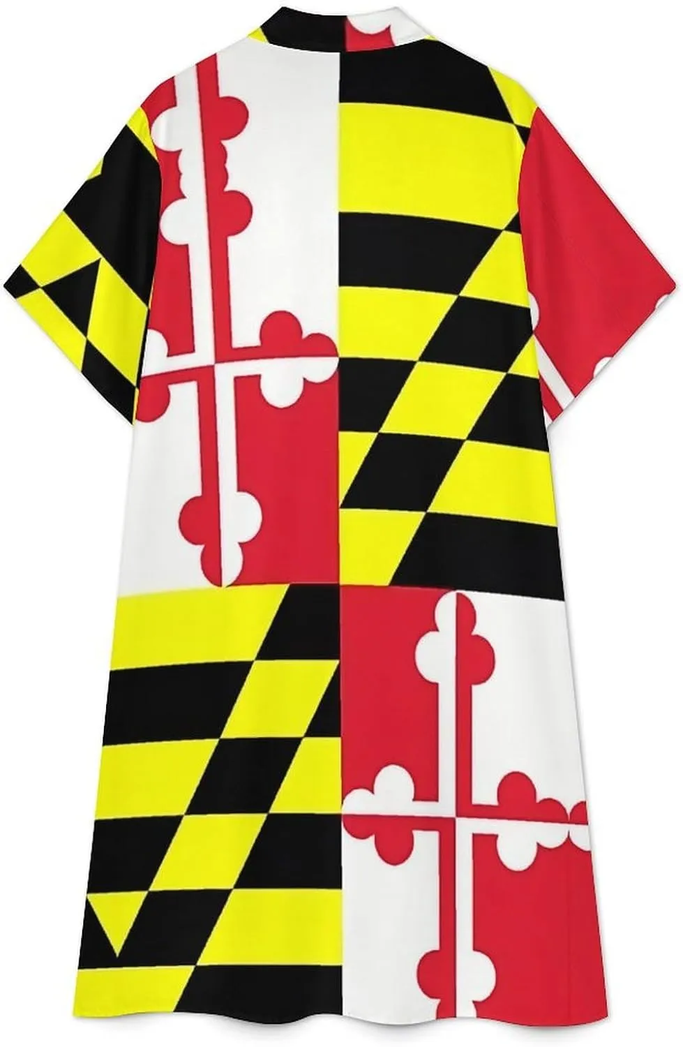Zakqeik Maryland Flag Womens Button Down Shirt Dress Summer Short Sleeve Shift Dresses with Pockets
