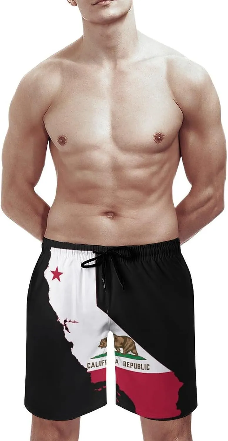 Zakqeik Slovakia Flag Mens Swim Trunks Quick Dry Swim Shorts with Pockets Funny Beach Shorts