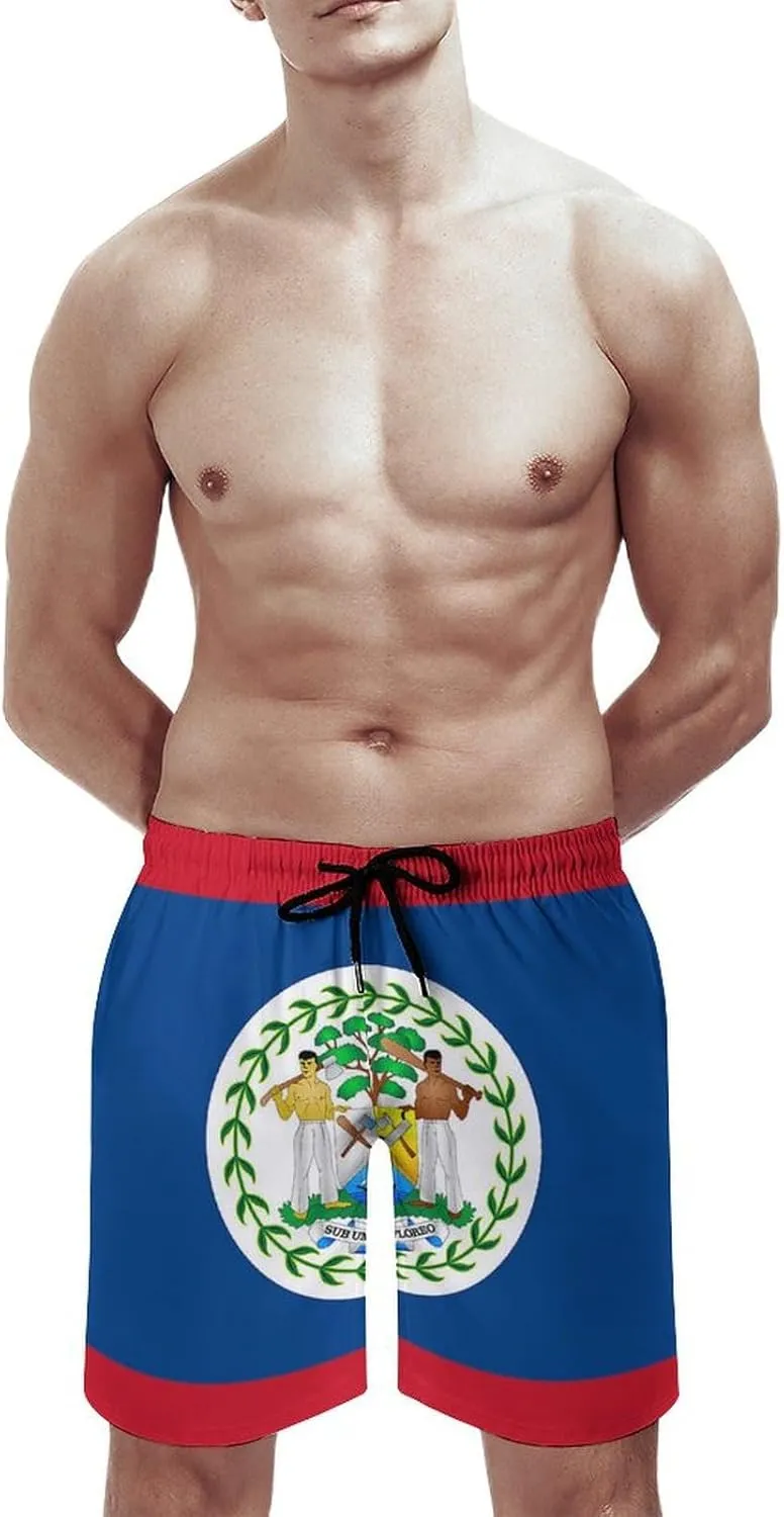 Zakqeik Slovakia Flag Mens Swim Trunks Quick Dry Swim Shorts with Pockets Funny Beach Shorts