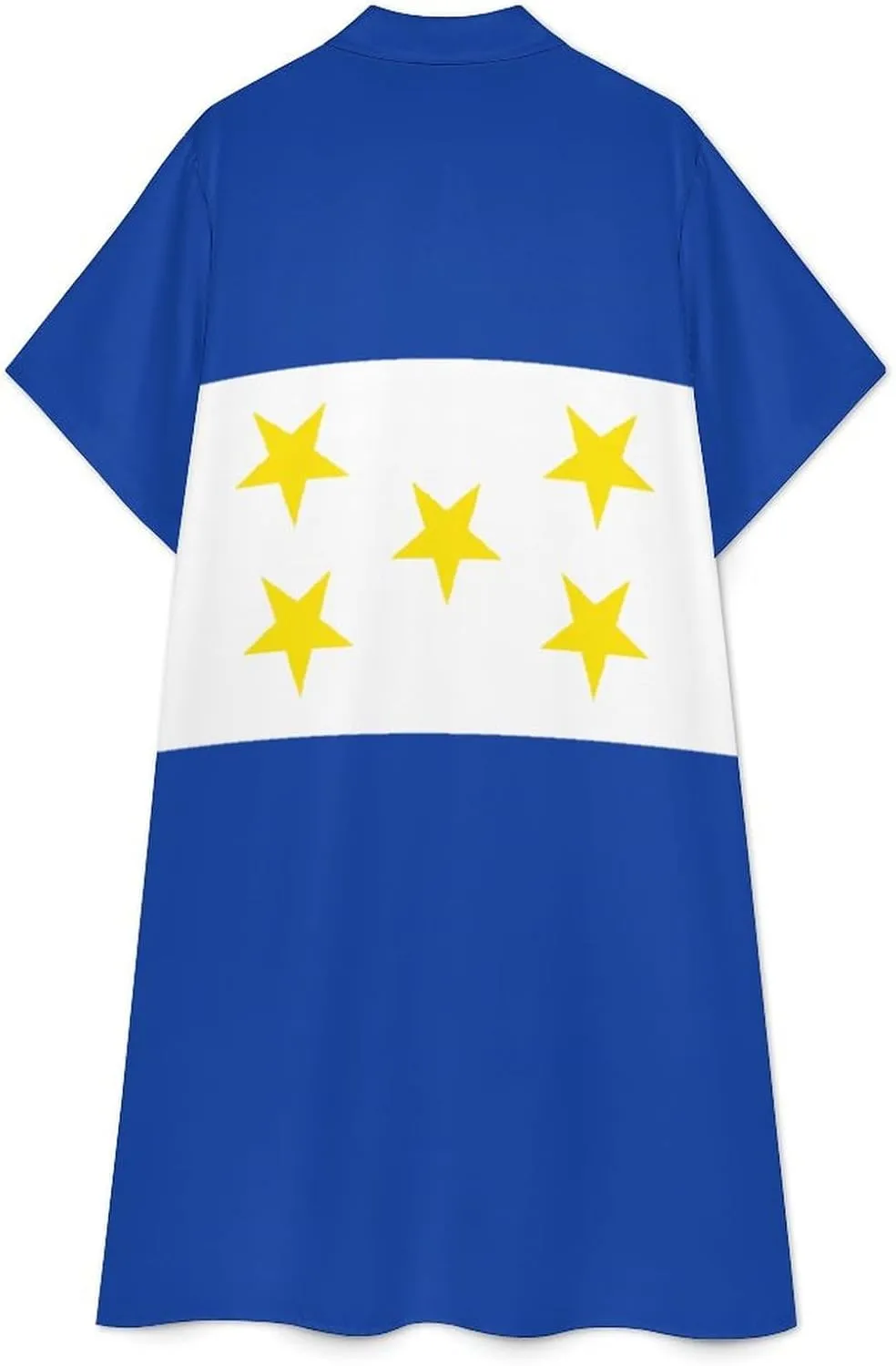 Zakqeik Women's Honduras Flag Shirt Dress Collar V-Neck Button Down Loose Short Sleeve Long Dresses