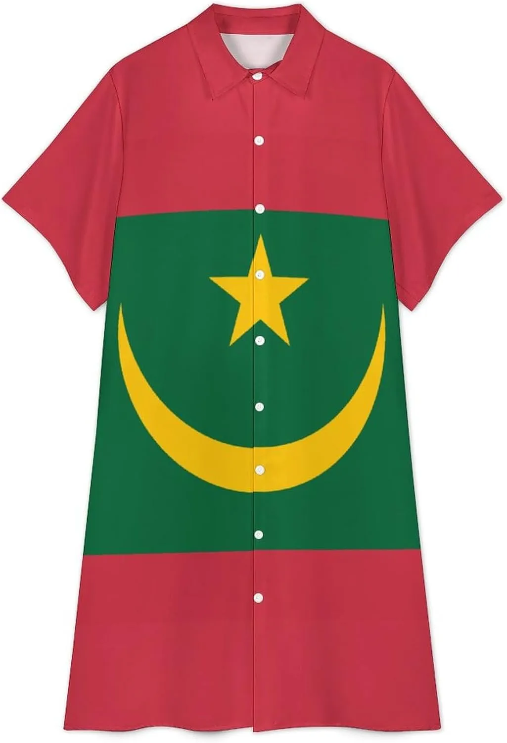 Zakqeik Women's Italy Flag Shirt Dress Collar V-Neck Button Down Loose Short Sleeve Long Dresses